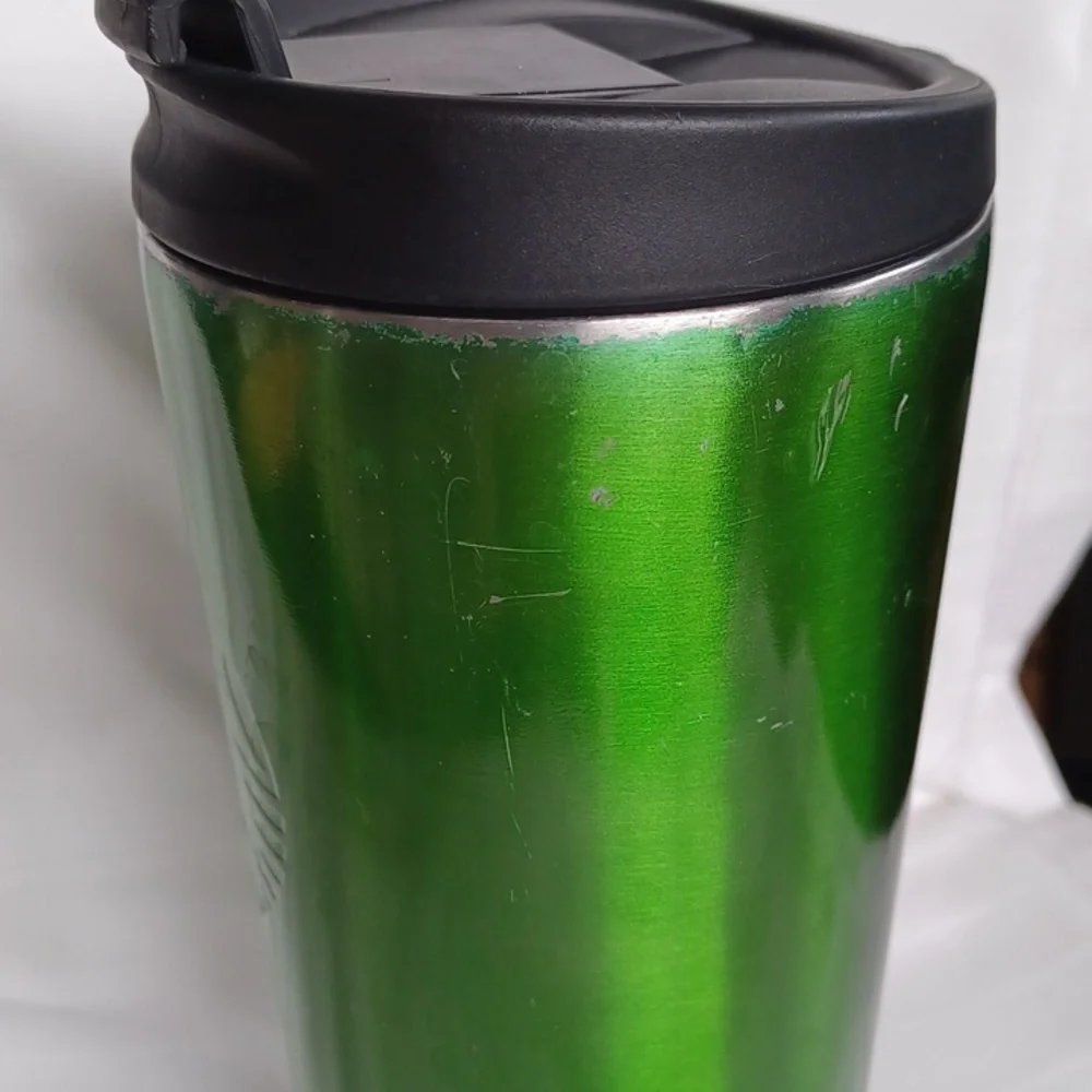 Starbucks 2014 Mirror Green Embossed Siren 16 Oz. Metal Travel Tumbler - Picture 6 of 15
